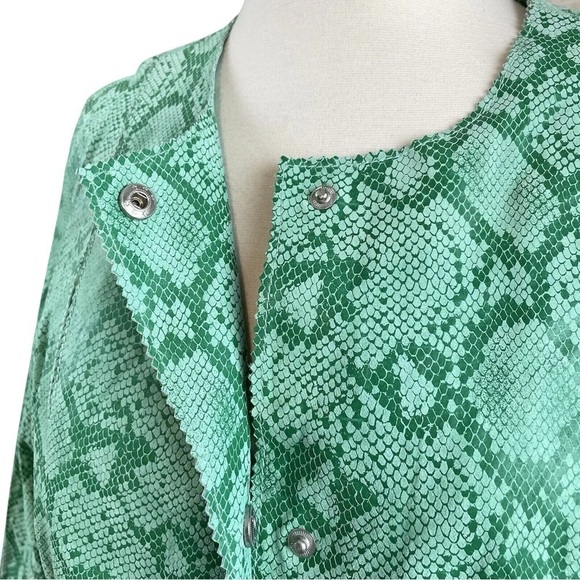 CHI by Falchi Genuine Leather Animal Snake Print Jacket Mint Green Size Small - Picture 4 of 8